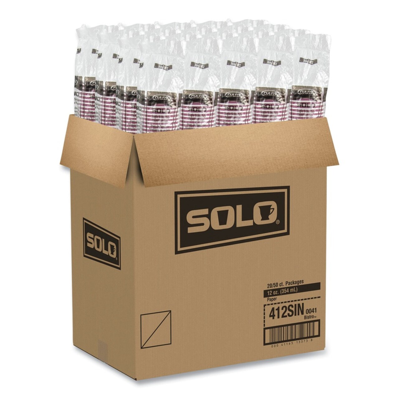 SOLO 12 oz. Paper Hot Drink Cups in Bistro Design - Maroon (50/Pack)